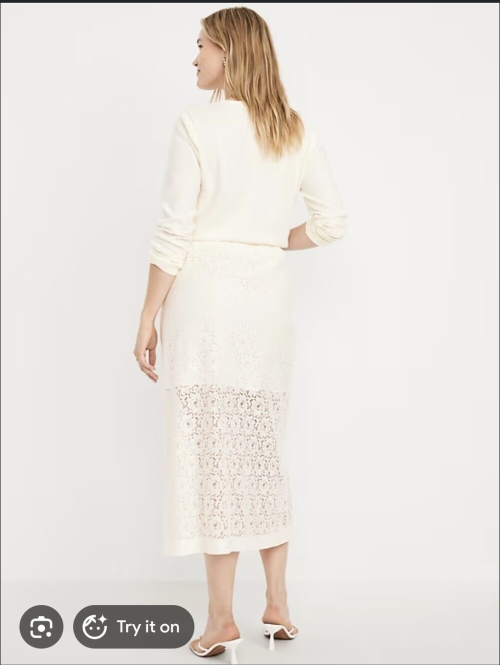 NWT Old Navy Ivory Lace Midi Skirt -size Xl - Picture 4 of 10